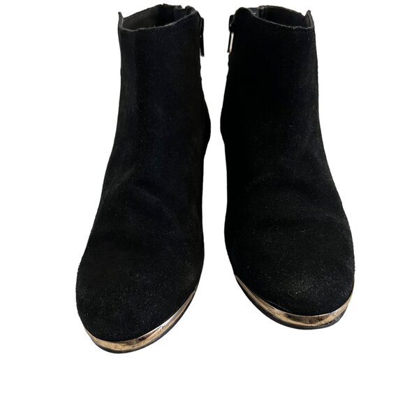 TopShop Black Suede Rocker Glam Gold Mod Luxe Gold Chain Detail 8 - Picture 2 of 9